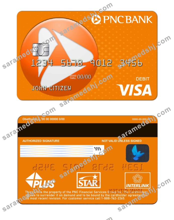 USA PNC bank visa debit card